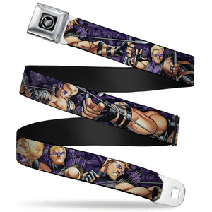 MARVEL AVENGERS Hawkeye Arrow Logo Full Color Black Seatbelt Belt - WAV057