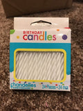 American Greetings 48 ct total Party White Striped Spiral Candles NEW