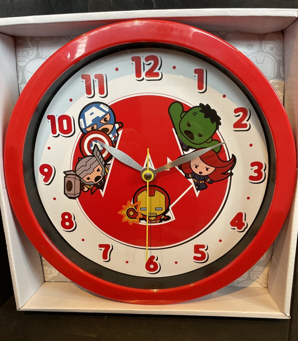 Marvel Avengers Kawaii Wall Clock Red Frame 9.5”