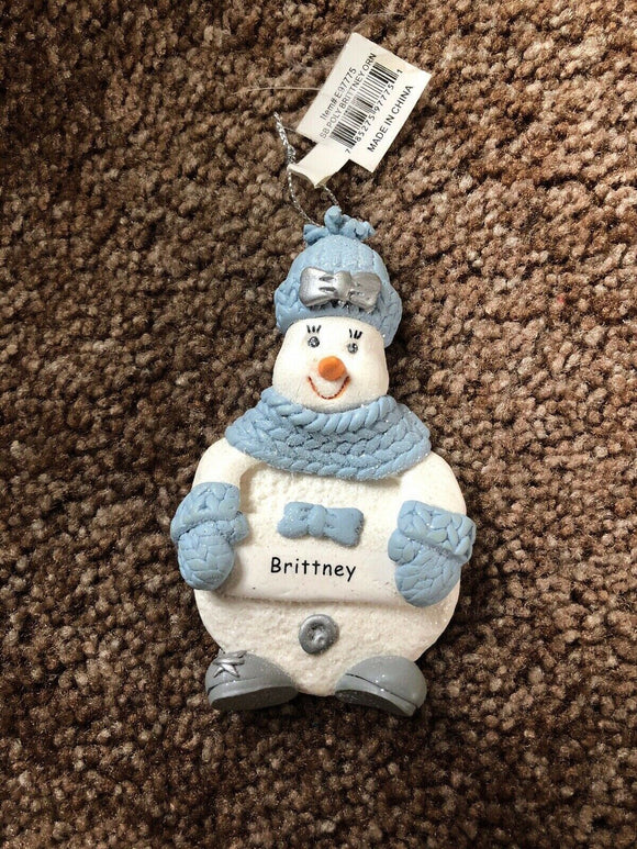 Snow Buddies Brittney Personalized Snowman Ornament NEW