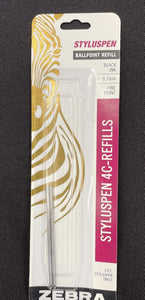 Zebra StylusPen Twist Ballpoint Pen 4C Refill, Fine Point, 0.7mm, Black Ink,