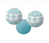 Religious Printed Paper Lanterns - Blue 3/pkg.