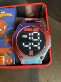 Spiderman LED Push Button Youth Watch In metal Gift Box
