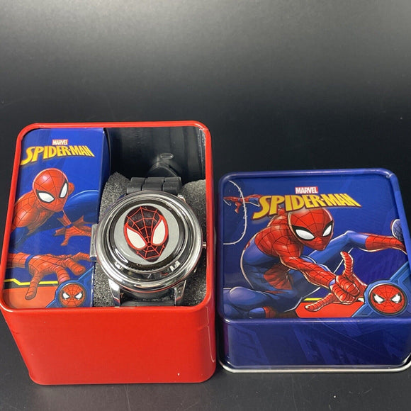 Miles Morales Spinner Flip Cover LCD Youth Watch Blk Band In Collectable Box Marvel