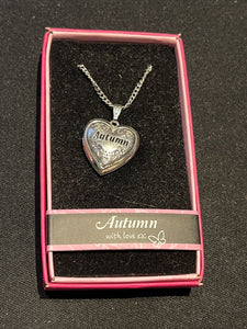 Heart Picture Locket With Love Necklace 16-18" Chain Autumn