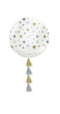 Starry Night 36-inch Latex Balloon with Tassel White Balloon with Stars
