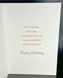 40th Birthday Greeting Card w/Envelope