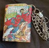 Spiderman Comics Mens Trifold Chain Leather Wallet In Collectors Tin