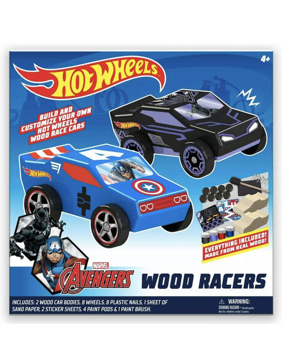 Hot Wheels Tara Toy 2pk Wood Racer - Black Panther / Capt America (58787)