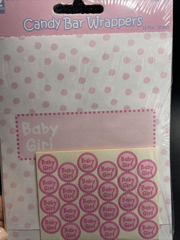 Pink Baby Girl Candy Bar Wrapper 12 Ct