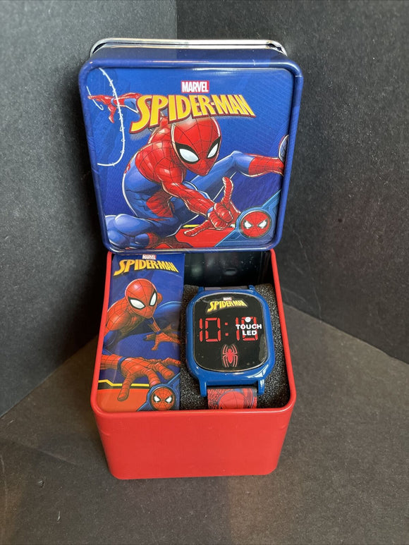 Spiderman Kids Touch Screen LED  Wristwatch In Gift Tin Box