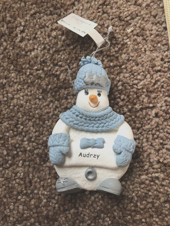 Snow Buddies Audrey Personalized Snowman Ornament NEW