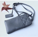 CLARKS Quilted Pebble Leather Phone Wallet Crossbody Grey Gray