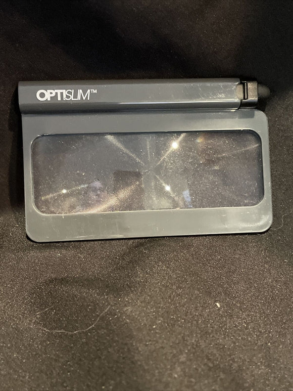 OptiSlim Magnifier W/Pen and Stylus By DM Merchandising, Charcoal Gray, New