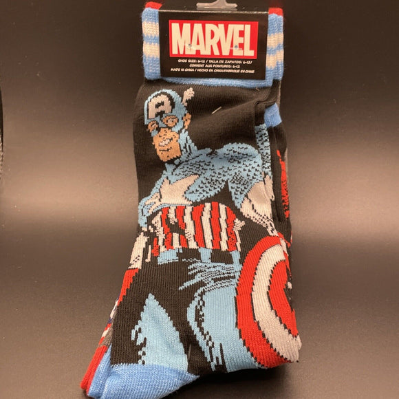 Marvel Captain America 2 Pack Novelty Socks Sz 6-12