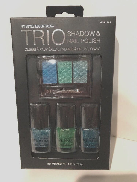 By Style Essentials TRIO Shadow & Nail Polish Ombré Blue/Green NEW