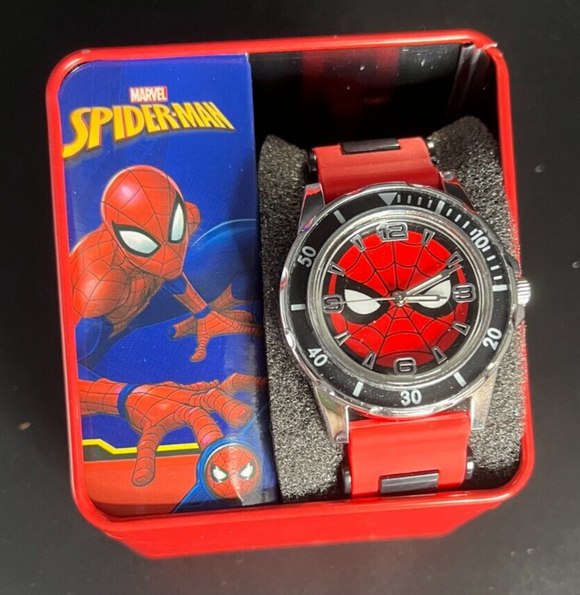 Marvel Spider-man Face Kid's Watch Rubber and Metal Band