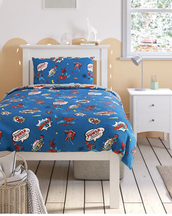 M&S Marvel Spiderman Comic Cotton Blend Duvet & Pillow Case Set