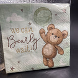 Teddy Bear Baby Shower Beverage Napkins Paper 16 Per Pack Baby Shower Tableware