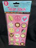 Hippie Chick Peace Owl Pink Brown Retro Birthday Party Favor Sacks Treat Bags