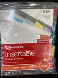 Office Depot Brand Plastic 5 Dividers with Insertable Rounded Tabs