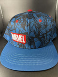 Marvel Logo Heroes Comic Background Straight Bill Adjustable Mens Baseball Hat