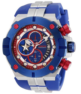 Invicta Marvel Ltd Ed 7/3000 Captain America Mens Quartz 52mm Stainless 30313