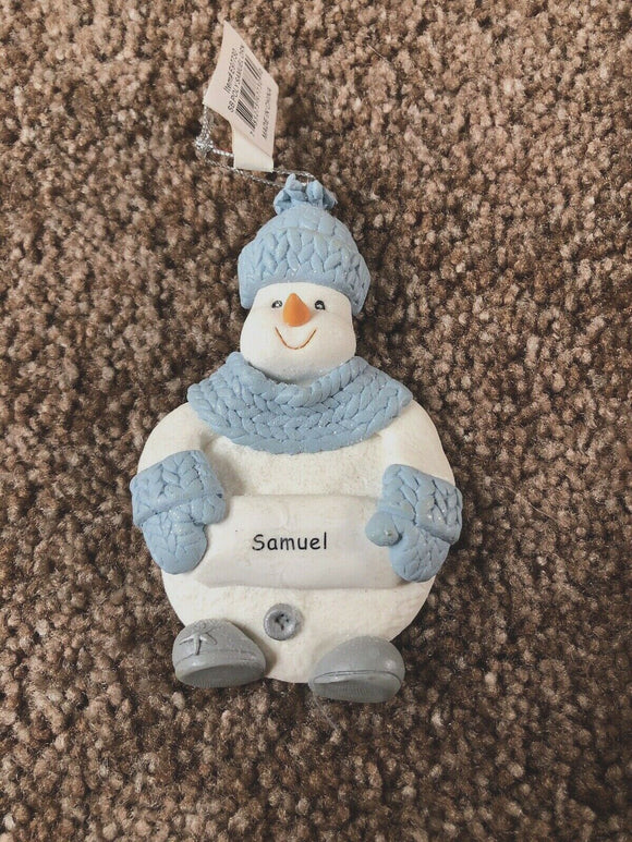 Snow Buddies Samuel Personalized Snowman Ornament NEW