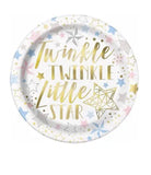 8 Pack 9" Paper Round Party Plates Twinkle Little Star Tableware Disposable