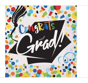 Bright Graduation Paper Luncheon Napkins, 6.5 in, 16ct