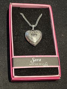 Heart Picture Locket With Love Necklace 16-18" Chain Sara