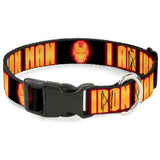 Buckle Down Dog PLASTIC CLIP COLLAR - IRON MAN FACE/I AM IRON MAN 1" W L 15"-26"