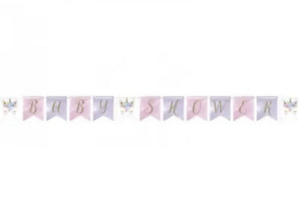 Unicorn Baby Shower Shaped Ribbon Banner Paper 6