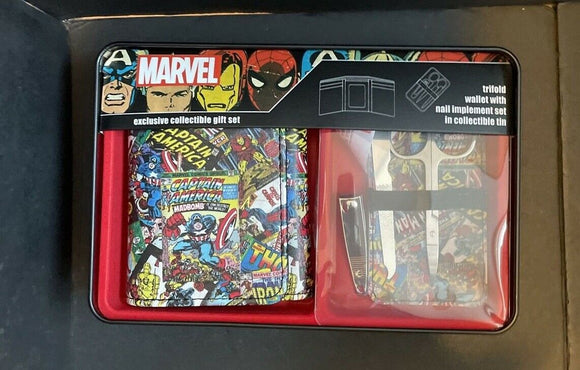 NWT Marvel Comics Men's Trifold Wallet  And Nail Implement Set