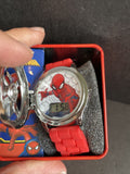 Spiderman Spinner Flip Cover LCD Youth Watch W/ Red Band In Collectable Box