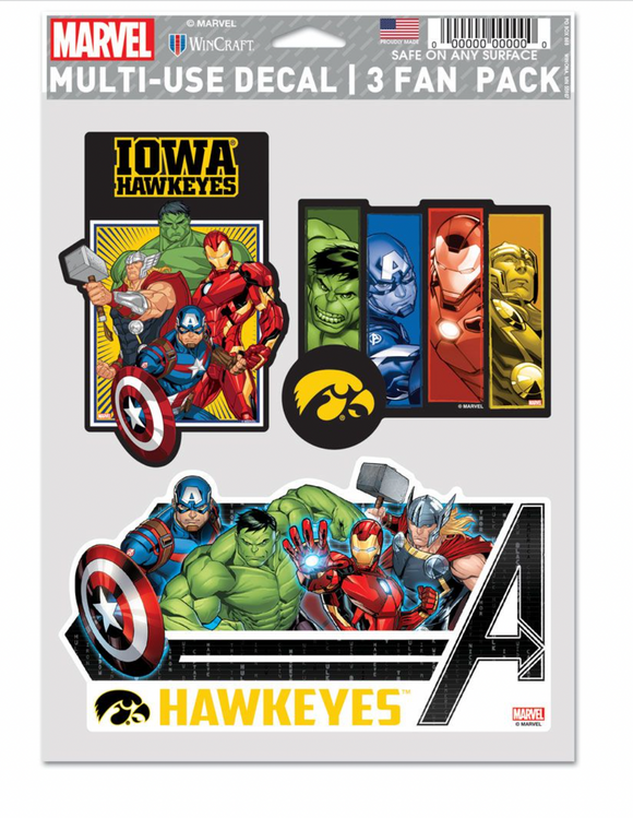 Iowa Hawkeyes Avengers  Marvel Multi-Use Decal 3 Fan Pack