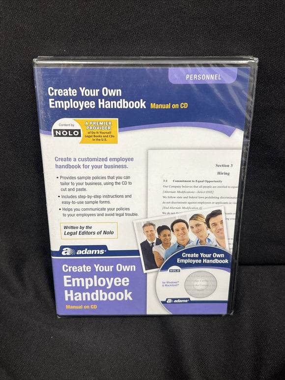 Adams Create Your Own Employee Handbook, Forms on CD White: R9C40