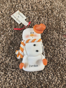 Jordan Personalized Snowman Ornament Encore 2004 NEW