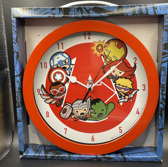 Marvel Avengers Kawaii Wall Clock Red Frame 9.5”