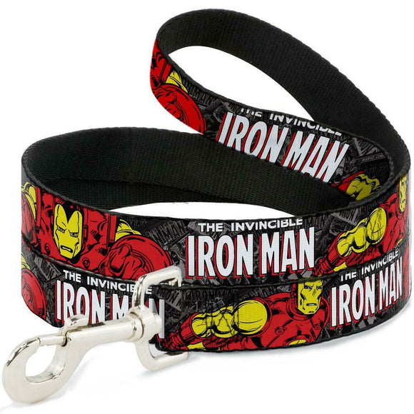 Buckle Down DOG LEASH - THE INVINCIBLE IRON MAN STACKED COMIC BOOKS 1