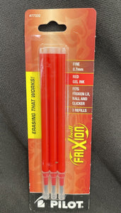PILOT FriXion Gel Ink Refills for Erasable Pens, Fine Point, Red Ink, 3-Pack