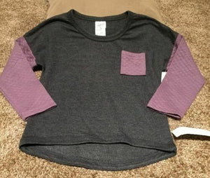 Soffe Girls Quilted Crew Grey/Purple Small (7)