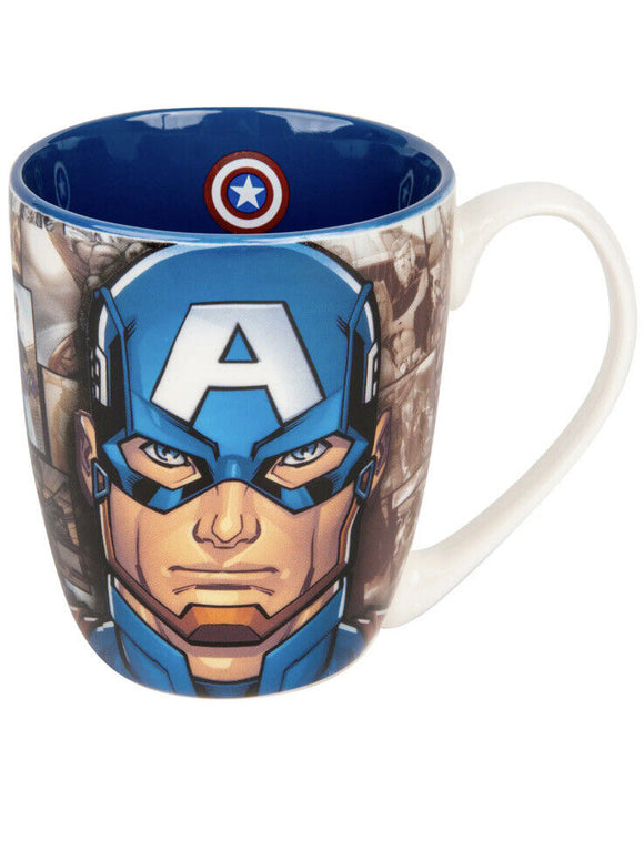 Captain America Cartoon Face 12 oz Mug Blue