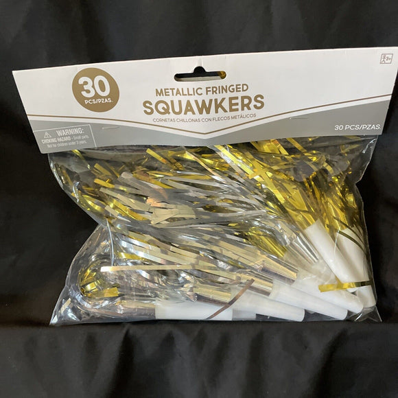 Metallic Fringed Squawkers Gold & Silver 30pcs