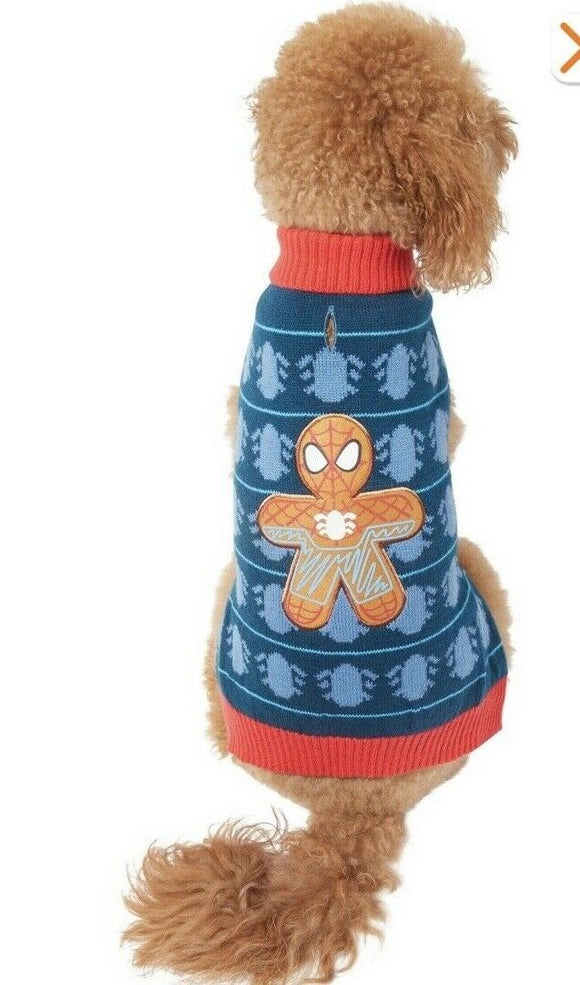 Marvel Spiderman Gingerbread Dog and Cat Sweater Large New