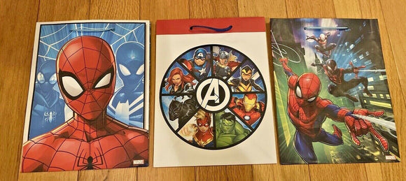 Set Of 3 Avengers Spider-man Gift Bags 9” X 7” X 3.75” NEW