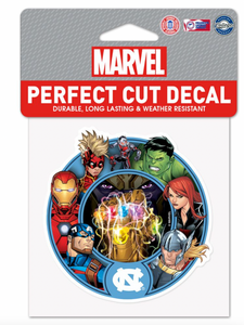 North Carolina Tar Heels Marvel Avengers Perfect Cut Decal 4"x4'