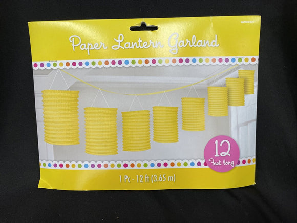 Yellow Paper Lantern Garland 12ft
