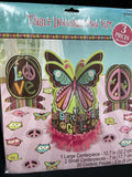 Hippie Chick Peace Owl Pink Brown Retro Birthday Party Table Decorating Kit