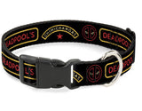 Buckle Down Plastic Clip 1” Deadpool Chimichanga Logo Adjustable 9”-15" Dog Collar WDP067